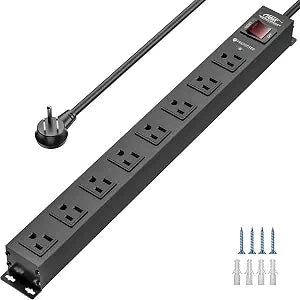 CRST 8 Outlet Metal Heavy Duty Power Strip, 15A/1875W