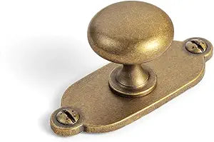 Goo-Ki Antique Brass Zinc Alloy Cabinet Knob with Backplate - Single Hole Center Cabinet Pull Hardware for Bedroom, Kitchen, 6 Pack8611-G013