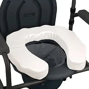 U-Shaped Padded Commode Seat Cushion  2" Thick Raised Toilet Booster Pad for Seniors, Bedside Commode Chair, Potty Seat Riser  Universal Fit 16x15, Soft Foam, Non-Slip Straps