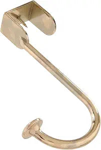 Hillman Hardware Essentials Over The Door Hook Brass | Metal Door Hook for Clothes Towels Bags | No Drill Door Hanger Organizer for Bedroom Bathroom Closet