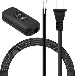 Inline Cord Switch with 10FT Lamp Power Cord, Polarized Plug, Black
