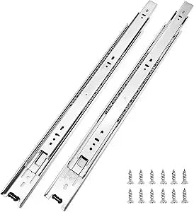 6 Pairs of 14 Inch Hardware 3-Section Full Extension Ball Bearing Side Mount Drawer Slides,100 LB Capacity Drawer Slide