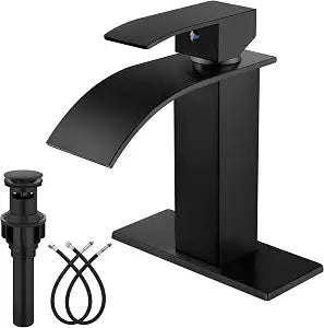 Midanya Waterfall Bathroom Faucet 1 Hole,Matte Black