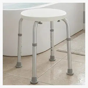 Onepeak Shower Stool, Adjustable Heights, 300 lbs Weight Capacity, Upgraded Aluminium, Tool-Free Assembly for Seniors, Disabled, White