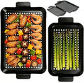 2PCS Grill pan, BBQ Grill Topper for Outdoor Grill with Hole, enamel coating, suitable for picnicking, camping, yard (2 pieces)