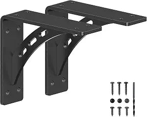 7 inch x 6 inch Heavy Duty Shelf Brackets , Max Load 1100 Lbs ,Premium Alloy Metal Mantel Brackets (Set of 2) Fireplace Mantel Brackets - Countertop Support (7" x 6" )