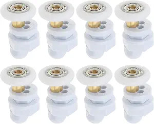 SING F LTD 8PCS Shower Door Rollers Bathroom Sliding Glass Door Pulleys Ultra-Quiet Replacement Runners Wheels 25mm Roller Diameter for Shower Door Steam Room