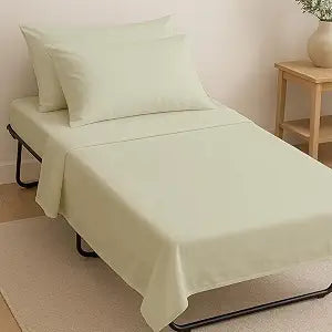 SlumberWell 4 Piece Cotton Cot Sheet Set for Camping, Folding Guest Beds, Narrow Twin & Camp RV Bunk, Deep Pocket Fits up to 8 Inch Mattress, 30 X 75, Ivory Solid