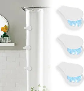 PRATIQUE 3PCS Silicone Magnetic Shower Curtain Clips for Liner, Self Adhesive Bathroom Windproof Splash Proof Multifunctional Fixed Clip Keep Curtain Liner Closed to Wall Shower Curtains Keeper