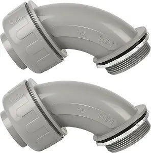 Conduit Connectors, 2 Inch, 90-Degree, Grey, 2-Pack
