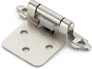 Brushed Nickel Cabinet Hinges, 1/2 Inch Overlay, 4 Pack(2 Pairs)