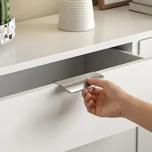 Goldenwarm Brushed Nickel Cabinet Handles 3 Inch 10 Pack, Finger Pulls for Cabinets, Edge Pull for Dresser Drawers, Aluminum Alloy, Modern Kitchen Hardware for Dresser Bathroom Closet and Cupboard