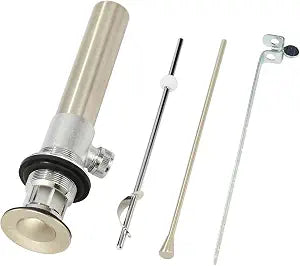Purelux Bathroom Faucet Vanity Sink Metal Pop-Up Drain Stopper Assembly with Lift Rod and Overflow, Brushed Nickel Finish
