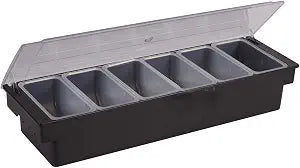 Winco 19 7/16" Black Plastic 6-Compartment Condiment Holder