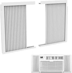 Mxclimate Window Air Conditioner Side Panels with Frame,Window AC Accordion Filler Curtain Kit,Adjustable Insulation Panels for Window AC Seal Replacement Screen (8,000 BTU)