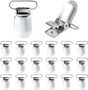 20pcs Silver Pacifier Suspender Clips, 0.98in Sheet Straps Holder Fasteners Clips Metal Duvet Clip to Hold Secure Comforter Inside Padded Blanket Snaps for Mattress Pad Cover Sofa Cushion Bedding