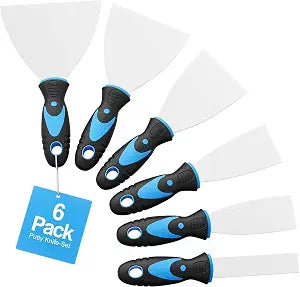 6 Pack Putty Knife Set  Stainless Steel Spackle & Paint Scrapers (1", 1.5", 2", 3", 4", 5") | Flexible Metal Scraper Tools for Drywall Repair, Wallpaper Removal, Plaster & Adhesive