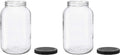 North Mountain Supply 1 Gallon Glass Jar Wide Mouth with Black Plastic Lid - USDA, BPA-Free, Made in the USA - for Fermenting, Storing, Canning, and Much More! - Case of 2
