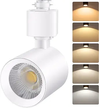 FLSNT LED H Track Lighting Heads, 10W (60W Eq.), 5CCT (2700K-5000K), 800LM CRI90 Dimmable Track Light Replacement Head, 36COB Spotlight, H Track Light for Accent Lighting, White, 1 Pack