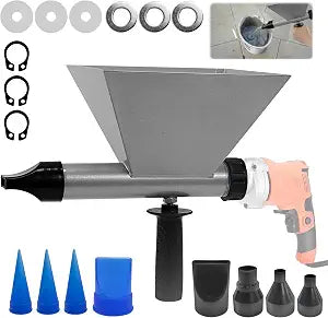 Electric Mortar Grout Gun Pump, Portable Cement Grouting Machine, Cement Caulk Gun, Reusable Cordless Electric Caulking Gun Finishing Tool with 8 Nozzles (Without Electric Drill)