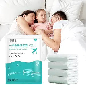 Disposable Bed Sheets King Size, Disposable Travel Sheets for Hotel with Quilt Cover and 2*Pillowcase, Disposable Bedding Travel Bedding Disposable Sheets, No Need Wash Bed Sheets