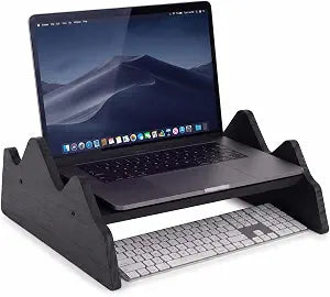 Wenqik Solid Pine Wood Laptop Riser, 14.2" Wooden Laptop Stand for Desk