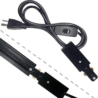 Black Track Lighting Live End Cord 4.92FT H Type
