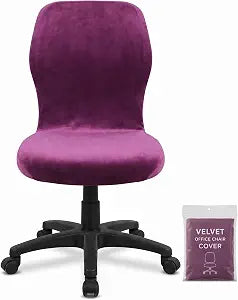 Deisy Dee Velvet Stretch Armless Office Chair Covers - Colorful Stretch Slipcover for Desk Chairs (Purple)