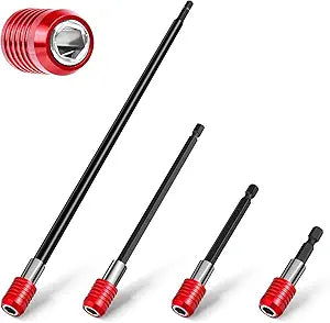 Drill Bit Extension 2/4/6/12, Magnetic Bit Holder 4 Pcs, Drill Extension Bit Holder 1/4 Hex, Bit Holder for Impact Driver CR-V Steel Quick Release for Screwdriver Bit Nut Drill Socket by XIOGZAXI