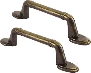 6 Pack Antique Bronze Cabinet Handles, 3-1/4 Inch Hole Centers