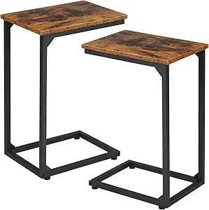 AMHANCIBLE C Shaped End Table Set of 2, Couch Side Table that Slide Under