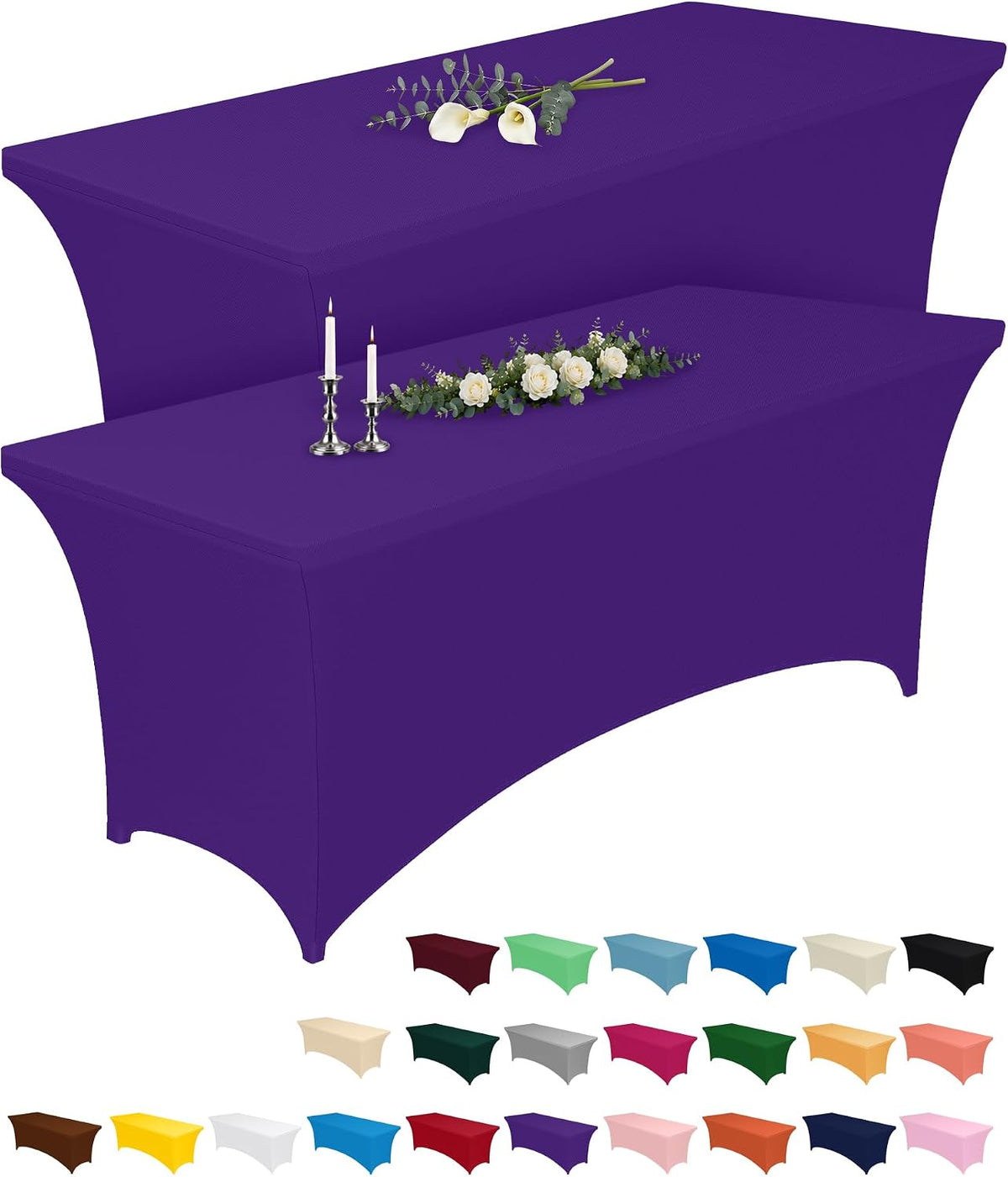 Pureegg Spandex Tablecloth 6ft 2 Pack Purple