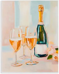 Champagne Floral Celebration, 11 x 14 Inch Mounted Print on Wall Plaque