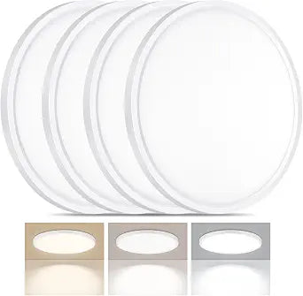 LED Flush Mount Ceiling Light 12in Thin 3CCT White Wired(4 Pack)
