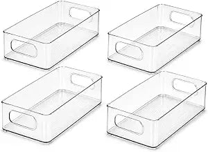 LotFancy 4 Pack Fridge Organizer Bins, Clear Plastic, Stackable, Can Soda