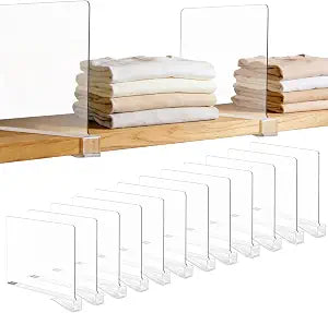 LoveBB 12 PCS Shelf Dividers Clear Purse Organizer for Closet 8 Inches Tall
