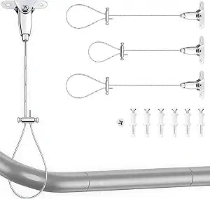 3-Pack Ceiling Mounted Shower Curtain Rod Support Bracket - 60in Adjustable 22lb per Load Capacity 304 Stainless Steel Ceiling Curtain Rod Brackets for Closet Rods, Curtain Rods, Shower Rods
