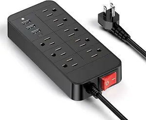 Surge Protector Power Strip,8 Outlets with 1 USB-C and 3 USB-A Ports,5ft Extension Cord, Flat Plug, 15W USB C Charging for Home/Office