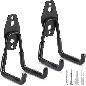2 Pack Heavy Duty Garage Hooks Storage Organizer Wall Mount Power and Garden Tool Hangers, for Hanging Ladders, Ropes, Hose, Bulk Items