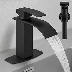 Hoimpro Bathroom Faucet 1 Hole, Single Handle Vanity Faucet Matte Black
