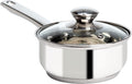 Ecolution Stainless Steel Sauce Pan, Encapsulated Induction Ready Cooking Pot with Glass Lid, Oven Safe, Dishwasher Safe Soup Pot, 1-Quart