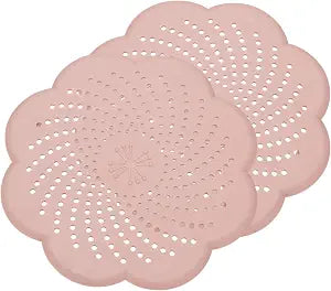 uxcell 2 Pcs Shower Silicone Drain Cover, 5.7 Inch Shower Hair Catcher Drain Cover for Shower Room Bathtubs Kitchen Sink Laundry Room, Pink(Flower)