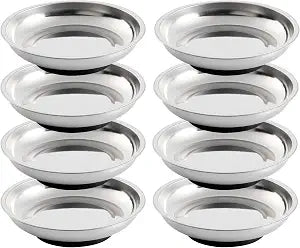 8 Pieces 3 Round Magnetic Bowl Trays Set Stainless Steel Magnet Tool Tray Parts Holder for Screws, Sockets, Bolts, Pins, Mechanic's and Automotive