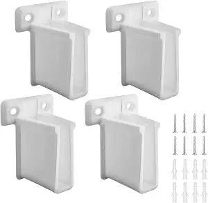 4 Pack Wire Shelf End Bracket - Heavy Duty Closet Shelf Brackets, White Plastic Closet Rod & Wall Shelf Supports with Screws, Suitable for Mesh Shelving