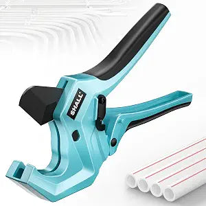 SHALL PVC Pipe Cutter, Cuts up to 2-1/2, Heavy-Duty Aluminum Ratchet Pipe Cutter Tool for PVC, PPR, PE, PEX, Plastic Hoses & Plumbing Pipes, Fast Pipe Tube Cutters with High Performance SK5 Blade