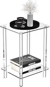Eglaf Acrylic Small Side Table, Square Leg, 13.4'' L x 11.5'' W x 19.6'' H