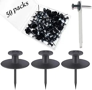 50 PCS Push Pins Picture Hangers Wall Hooks, Double Headed Thumb Tacks for Wall Hangings, Renter Friendly Decor Small Picture Frame Hangers for Drywall Cork Board Home Office Photo Decorations(Black)