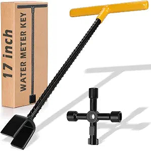 Winisok Water Meter Key Enforced Rebar Water Shut Off Tool Wrench, 17 Inch
