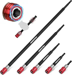 Magnetic Screwdriver Bit Holder Set: 5-Piece 1/4 Inch Hex Shank Quick Release Extension Adapter | Super Straight Durable CR-V Steel | Universal Fit for Impact Driver Bits | 2", 4", 6", 12", 17" Long