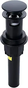 PD-4305-MT Bathroom Sink Drain with Overflow Vessel Sink Lavatory Vanity Push up Pop up Drain Stopper Matte Black Finished